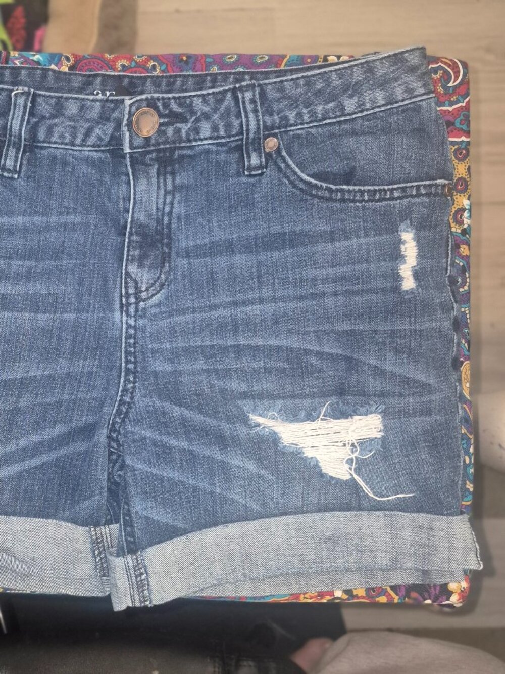 a.n.a. Ladie's distressed denim shorts, in size 29/8